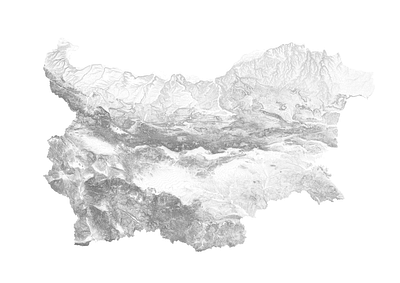 Bulgaria - Black and white map black and white bulgaria illustration landscape map mediterranean minimal mountain nature relief sofia topographic topography