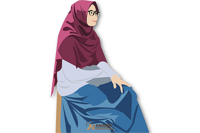 Muslim Woman sitdown anana design designer icon illustration muslimah vector woman woman illustration