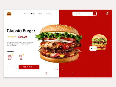Burger - landing page appdesign burger burger app burger logo burger menu design interaction landingpage red ui ui ux uidesign