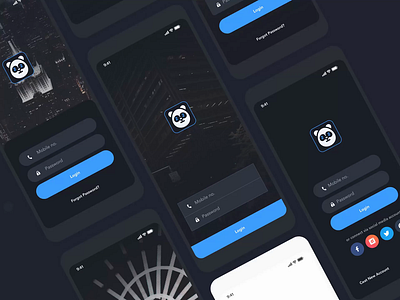 Login Concepts | Grizzly Mobile App Ui KIt adroid ui kit animated mockup animation article design dark mode forgot password free ui kit glassmorphism ios ui kit iphone mockup login motion register signin signup socail media ui kit ux design xd ui kit