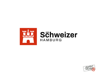 Logo Design for Der Schweizer castle culture ecommerce europe flag food germany graphic design heritage high end history icon logo logomark mark quality red simple store switzerland