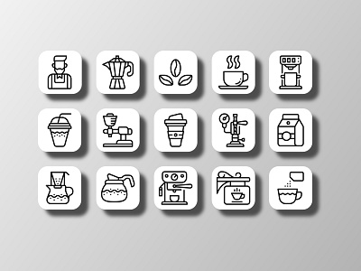 Coffee Shop (Outline) coffee coffee break coffee shop design designer doodle food and drink graphic icon icon bundle icon set iconfinder logo outline simple ui uiux user interface ux vector