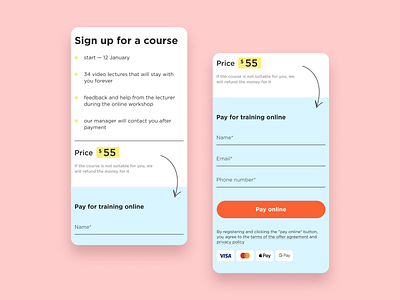 Registration form with payment app design graphic design minimal ui ux web