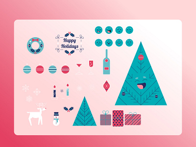 Holiday set illustrations christmas christmas tree holiday season illustration vector