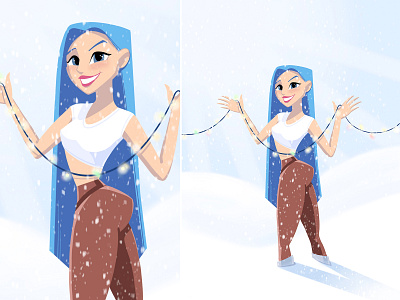 Sports girl cartoon illustration charecter design girl illustration snow sports winter