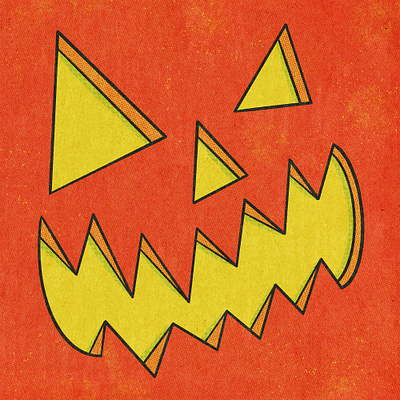 Jack-o'-lantern face - illustration 2d cartoon colorful comic books design graphic design halftone halloween hand drawn illustration orange pumpkin retro retro supply co texture trick or treat vintage yellow