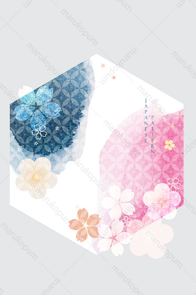 Japanese background vector with cherry blossom icons and wave sy abstract asian background banner brush stroke cherryblossom chinese geometric illustration illustration japanese modern pattern vector watercolor illustration wave