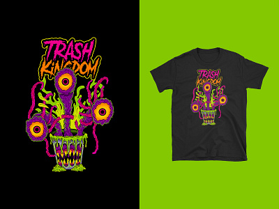 Trash Kingdom - Trashy Tabby t-shirt 2d 90s 90s design adobe photoshop alien cartoon colorful design garbage pail kids graphic design green hand drawn illustration lowbrow monster nickelodeon retro skateboard art t shirt t shirt design