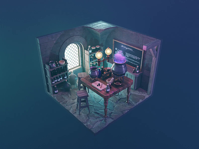 Potions Class 3d animation blender diorama illustration isometric render