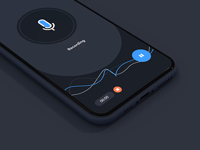 Recording App Design | Grizzly Mobile App Ui KIt animated mockup animation counter dark mode free ui kit ios ui kit iphone mockup motion music player next play recorder recording soundcloud spotify stop ui kit ux design waves