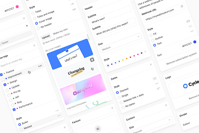 Customize your changelog. changelog cover customize lab logo tags ui