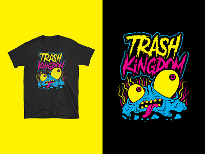 Trash Kingdom - Blobby Bobby t-shirt 2d 90s 90s design adobe photoshop blue cartoon colorful design garbage pail kids graphic design hand drawn illustration lowbrow monster art nickelodeon retro skateboard art t shirt t shirt design yellow