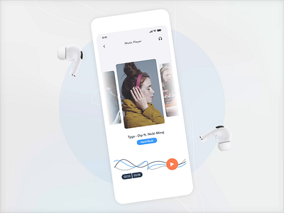 Music Player Design | Grizzly Mobile App Ui KIt adroid ui kit animated mockup animation audio player dark mode free ui kit glassmorphism ios ui kit iphone mockup motion music player next play soundcloud spotify stop ui kit ux design xd ui kit