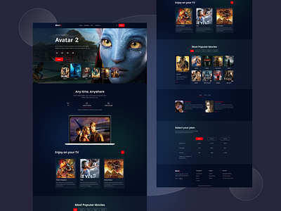 Movie Streaming Landing Page UI design cinema dark dark ui film homepage inspiration landing page landing page ui light minimalist movie movie concept movie site movie website prototype stream streaming trend ui web design