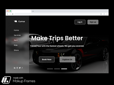 Currus Rental Agency brand design car website landing page product design ui ux web ui