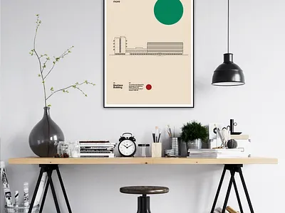 Bauhaus Dessau building - Walter Gropius - Poster architecture bauhaus design illustration illustrator modern design modernism poster poster design