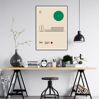 Bauhaus Dessau building - Walter Gropius - Poster architecture bauhaus design illustration illustrator modern design modernism poster poster design
