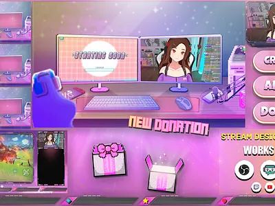 Twitch Animated Overlay Pack - Perfect Pink animated twitch overlay cute twitch panels cutetwitchoverlay streaming overlay twitch twitch overlay twitchbanner twitchgraphics twitchpanels twitchscreens