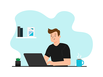 Working From Home business cartoon design flat graphicdesign home illustration illustrator marketing vector work