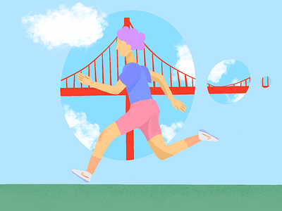 San fransisco runner - Procreate illustration #2 california colors design draw fitness golden gate health healthy illustration ipad procreate running san francisco sport ui web