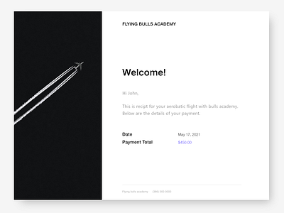 Daily UI 017 - Email recipt aviation clean daily 100 challenge dailyui dailyui017 design recipt website
