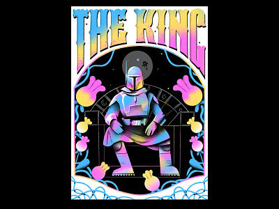 King of the Underworld - Boba Fett baby yoda boba fett gradient graphic design illustration movie poster nerd poster poster design risograph star wars stars texture the mandalorian typography