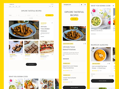 Website with recipes chef cook cooking design minimal recipes ui ux website