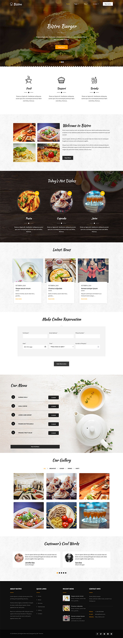 SKT Bistro Lite - Free Fast Food WordPress Theme bistro food wordpress theme restaurant restaurant business theme design website builder wordpress design