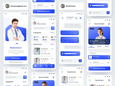 MediConnect App app design appointment clean doctor app healthcare app hospital ios lifestyle medical app ui medicine minimalist online consultation app online doctor app pandemic popular design saas snilimauiux telehealth app ui uiux design