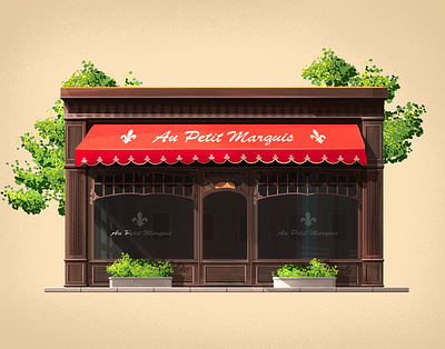 Au Petit Marguins 2d animation boutique branding cartoon coffee design graphic illustration landscape motion vector