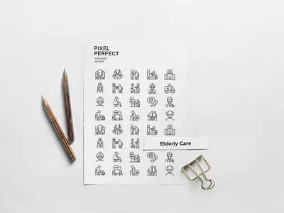 Elderly Care | 20 Pixel Perfect & Editable Stroke Thin Line Icon assisted care caregiver elderly handicapped home hospital icon illustration line living nursing people retirement set sign symbol thin vector wheelchair