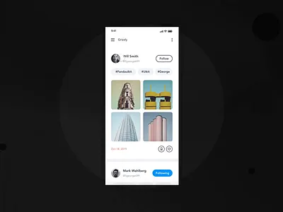 App menu Design | Grizzly Mobile App Ui Kit adroid ui kit animated mockup animation app menu dark mode drawer free ui kit glassmorphism ios ui kit iphone mockup motion profile retro side menu side navigation bar ui kit ux design xd ui kit