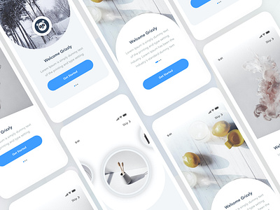 App Onboarding Design | Grizzly Mobile App Ui Kit adroid ui kit animated mockup animation app menu dark mode free ui kit glassmorphism ios ui kit iphone mockup motion splash screen swipe ui kit ux design walk through xd ui kit