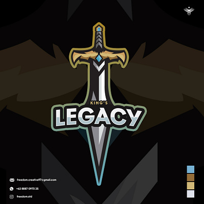 King's Legacy Sword Mascot Logo design e sport gaming illustration logo logo design logodesign mascot