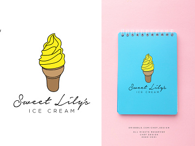 Sweet Lily s Ice Cream branding classic flat design hand drawn ice cream logo illustrator logo modern modern logo professional logo simple logo vector