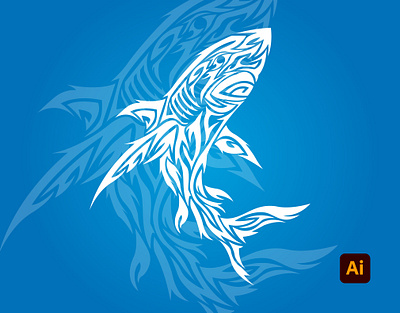 White shark adobe adobe illustrator art artwork degital drawing design digital art drawing illustration kingtharu vector