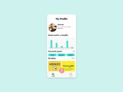 DailyUI 006 || User profile for Reading app app app design dailyui design ui uidesign uiux