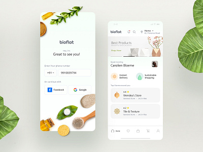 Earthy Product App - Bio Flat 2021appdesign 2021design 2021designtrends bioapp deliveryapp earthyproduct ecommerceapp greenapp instantdeliveryapp mutecolorapp mutecolour plantapp shoppingapp simpleapp sustainableshoppingapp userinterfacedesign