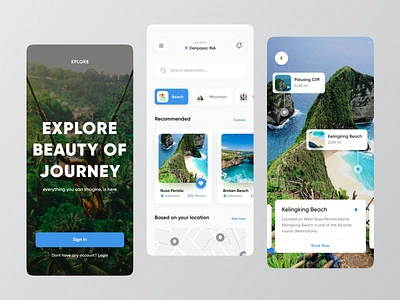 Xplore - Travel mobile app 🗺 adventure agency app bali booking card flight flutter journey mobile mobile app touris tourism travel travel app traveler traveling trip vacatiob