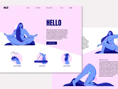 Landing page yoga studio body character design design icon illustration landing page minimalism nude texture ui ui design ux vector yoga