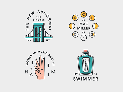 2020 Albums badge badge design branding brooklyn design flat flat design haim hand illustration logo new york nyc poison tennis the strokes typography vector