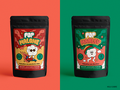 POP MALONE & POP MARLEY cannabis cannabis branding cannabis packaging lettering logo mexico city popcorn thc