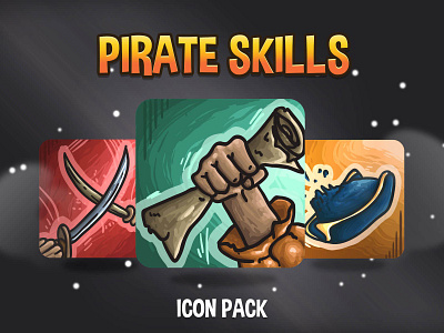 48 Pirate Skills Icon Pack 2d art asset assets fantasy game gamedev icon icons indie mmorpg pirate pirates png rpg set skill skills vector