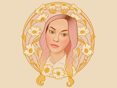 Daisy australian artist australian designer circular digital painting floral art flower girl illustration gradient illustration photoshop art wacom art