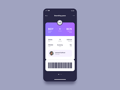 Daily UI #024 | Boarding pass boarding boarding pass boardingpass daily ui 24 dailyui dailyui 024 dailyuichallenge flight flight app gradient minimal ui violet wallet wallet ui walletapp