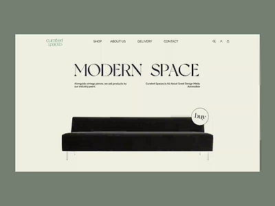CURATED SPACE - Redesign concept animation design minimal ui ux web