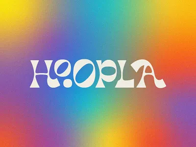 Hoopla 70s branding colorful design fun funky granola hippy logo logotype playful seventies tie dye type