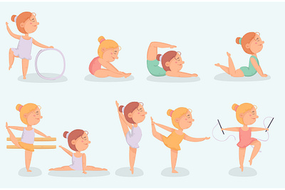 Little Ballerina doing Exercise Illustration ballerina beautiful bundle cartoon character exercise girl illustration little vector