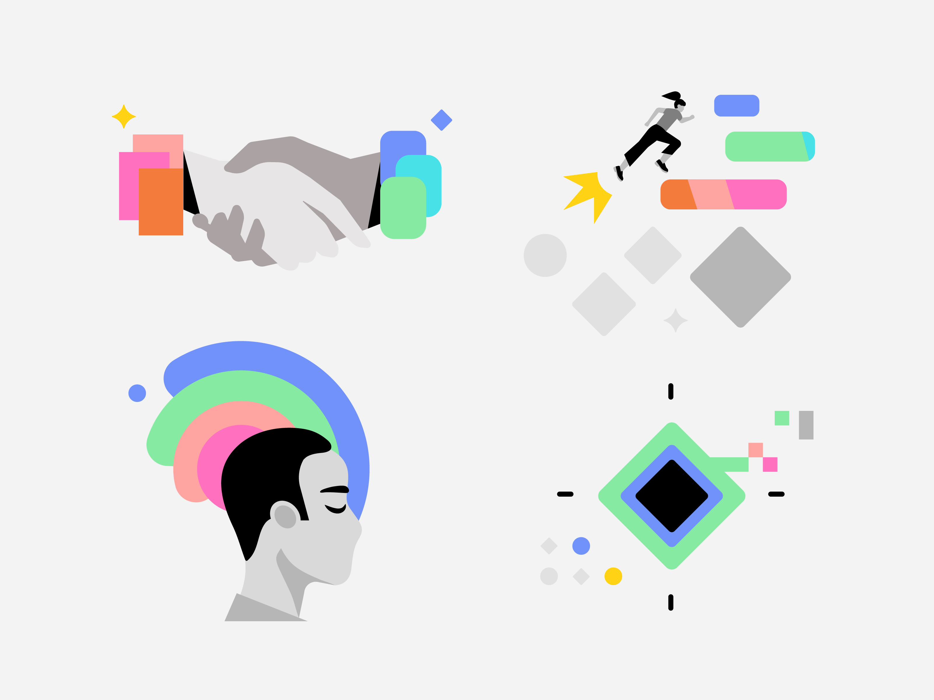 Example of 4 Spot Illustrations / Color / Gradients