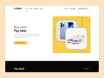 BNPL Card Landing Page animation app bank banktech bnpl dashboard design fintech gif illustration interface landing layout simple slick studio ui uiux ux web